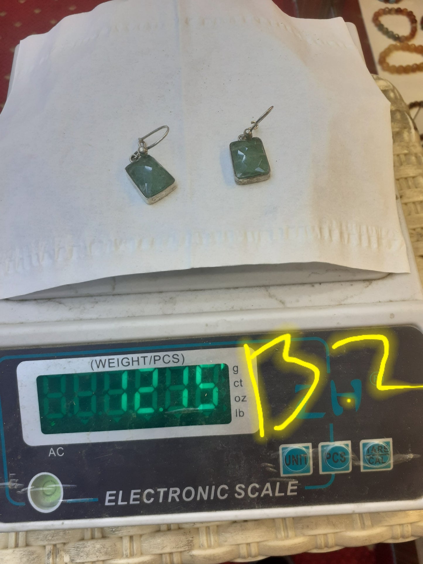 Earrings Green Jade, Sterling Silver 925