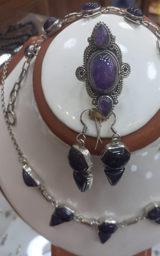 Bracelet Amethyst dark purple, Sterling Silver 925