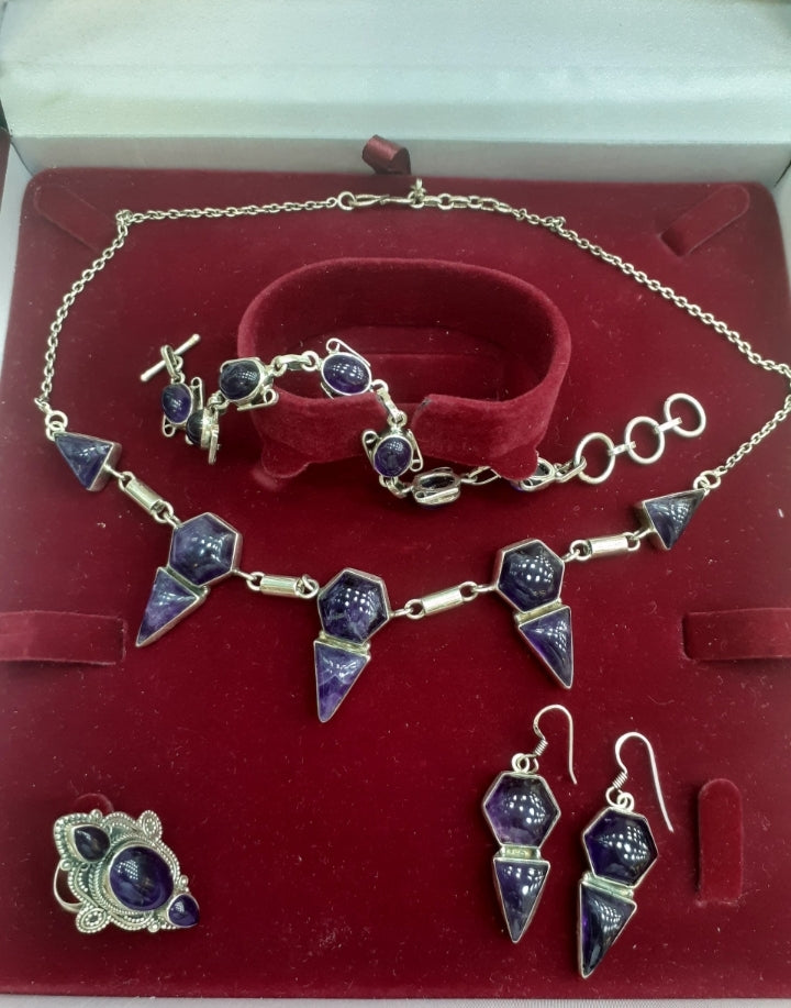 Bracelet Amethyst dark purple, Sterling Silver 925