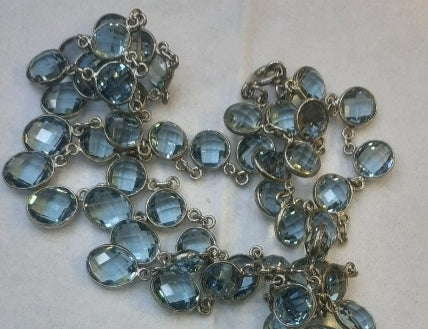 Necklace multi layered Green Topaz, Sterling Silver 925