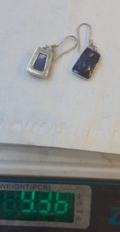 Earrings Lapis Lazuli Gemstone, dark blue, Sterling Silver 925 setting
