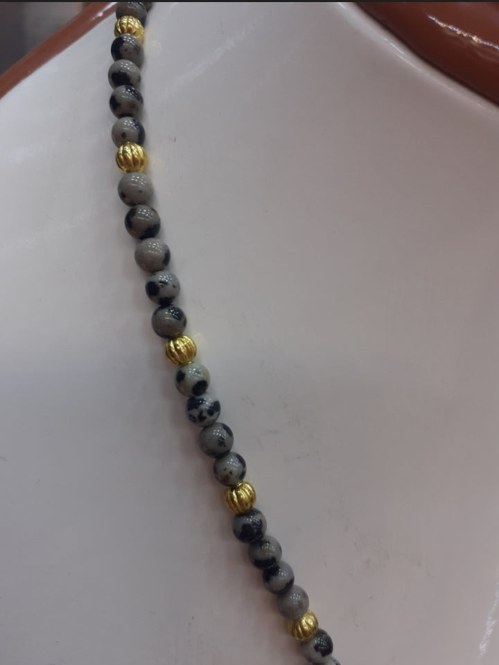 Necklace Agathe beads, with goldplated pendant "Goddess Nuut"