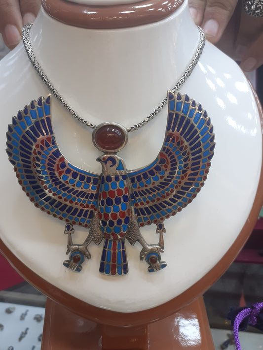 Pendant, Multicolour Amulet, Horuz, Horus, Sterling Silver 925