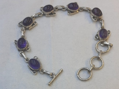 Bracelet Amethyst dark purple, Sterling Silver 925