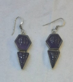 Earrings Amethyst dark purple, Sterling Silver   
