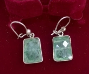 Earrings Green Jade, Sterling Silver 925