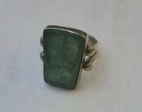 Ring from Green Jade, Sterling Silver 925. 