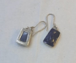 Earrings Lapis Lazuli Gemstone, dark blue, Sterling Silver 925 setting
