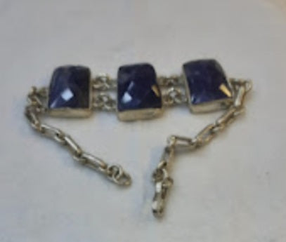 Bracelet Lapis Lazuli dark blue, Sterling Silver 925