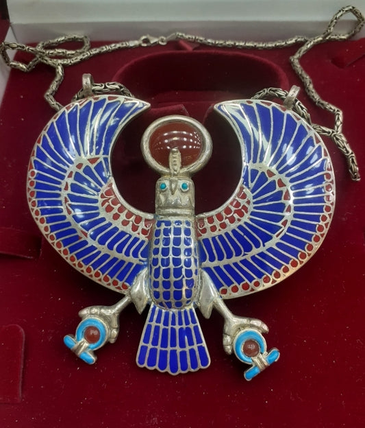 Pendant, Multicolour Amulet, Horus, Horuz, Sterling Silver 925